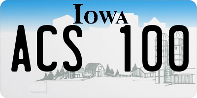 IA license plate ACS100