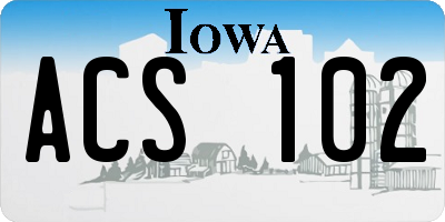 IA license plate ACS102