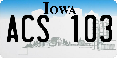 IA license plate ACS103