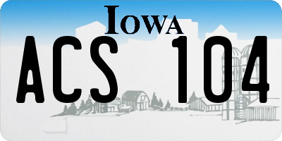 IA license plate ACS104