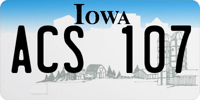 IA license plate ACS107