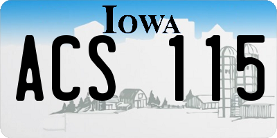 IA license plate ACS115