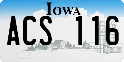IA license plate ACS116