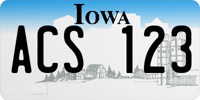 IA license plate ACS123