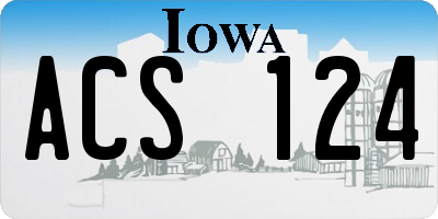 IA license plate ACS124