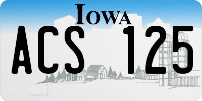 IA license plate ACS125