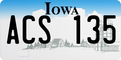 IA license plate ACS135