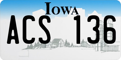 IA license plate ACS136