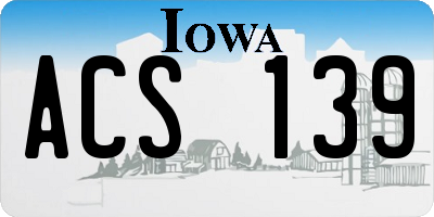 IA license plate ACS139