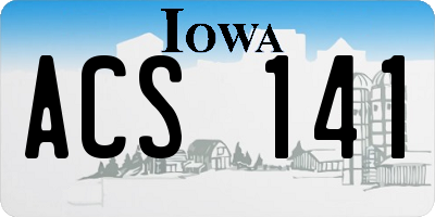 IA license plate ACS141