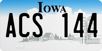 IA license plate ACS144