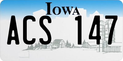 IA license plate ACS147