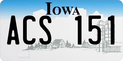 IA license plate ACS151