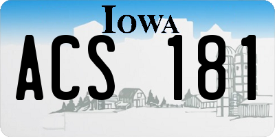 IA license plate ACS181