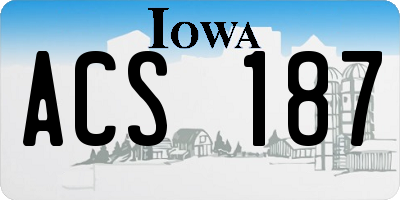 IA license plate ACS187
