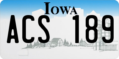 IA license plate ACS189