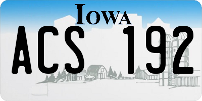 IA license plate ACS192