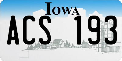 IA license plate ACS193