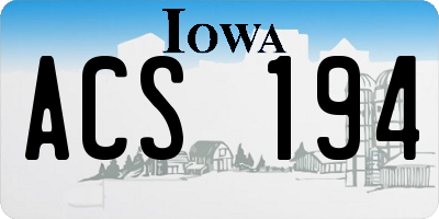 IA license plate ACS194