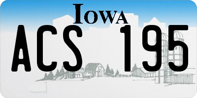 IA license plate ACS195