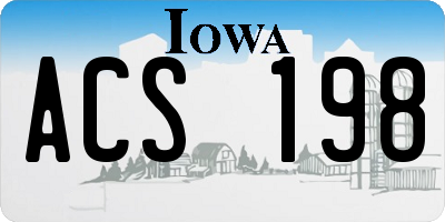 IA license plate ACS198