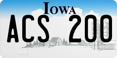 IA license plate ACS200