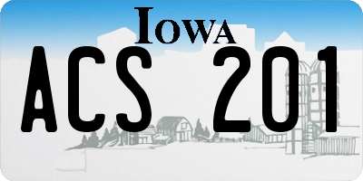 IA license plate ACS201
