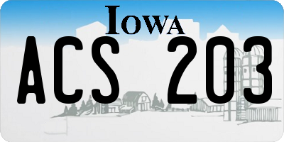 IA license plate ACS203