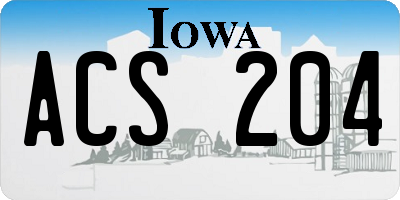 IA license plate ACS204