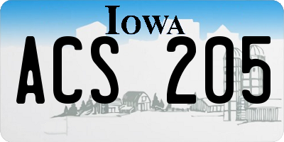 IA license plate ACS205
