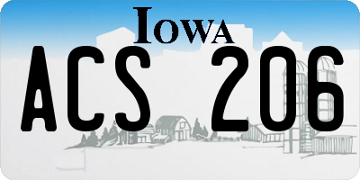 IA license plate ACS206