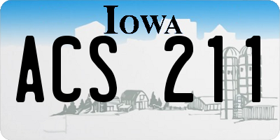 IA license plate ACS211