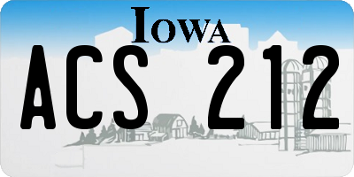 IA license plate ACS212