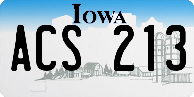 IA license plate ACS213