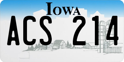 IA license plate ACS214