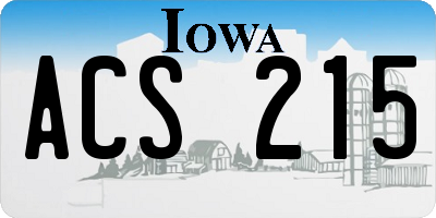IA license plate ACS215