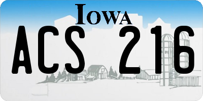 IA license plate ACS216