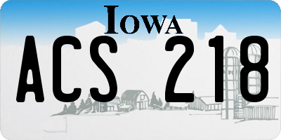 IA license plate ACS218