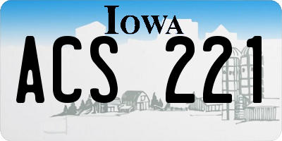 IA license plate ACS221