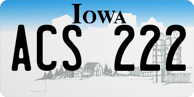 IA license plate ACS222