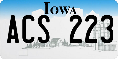 IA license plate ACS223
