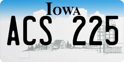 IA license plate ACS225