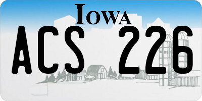 IA license plate ACS226