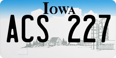 IA license plate ACS227