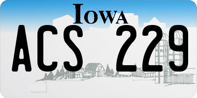 IA license plate ACS229
