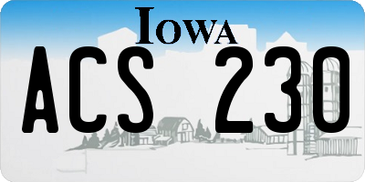 IA license plate ACS230