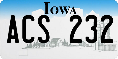 IA license plate ACS232
