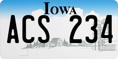 IA license plate ACS234