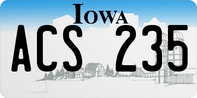 IA license plate ACS235