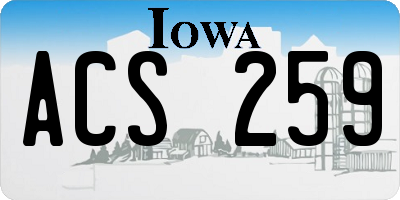IA license plate ACS259